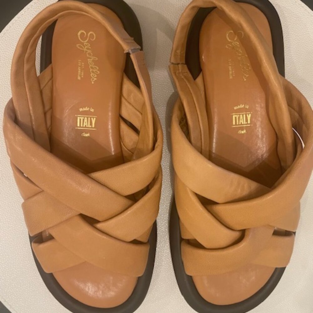 BUTTER-SOFT Italian Leather Seychelles Sandals in Nuetral Tan NEW!